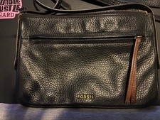 Fossil Black Leather Crossbody Bag With Adjustable Strap Vintage Purse Small