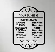 Custom Business Hours Sign Personalized Store Text Vinyl Decal Window Sticker