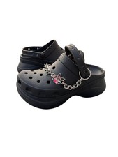 Crocs Bae Platform Clogs Black Silver Chain Women's Size 8.5