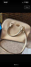 Michael Kors Beige Saffiano Leather Satchel Top Handle Bag w/ Strap, Zip