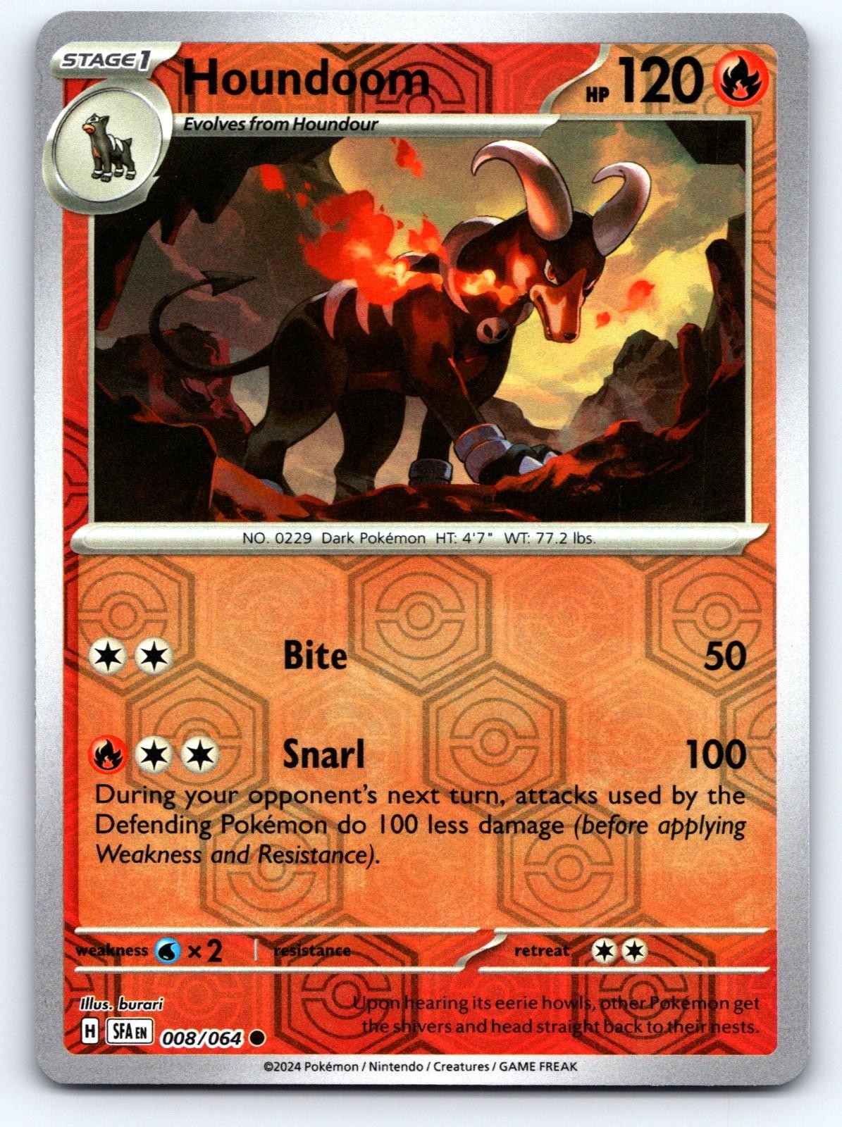 Houndoom 008/064 Common Shrouded Fable Pokemon Reverse Holo Near Mint