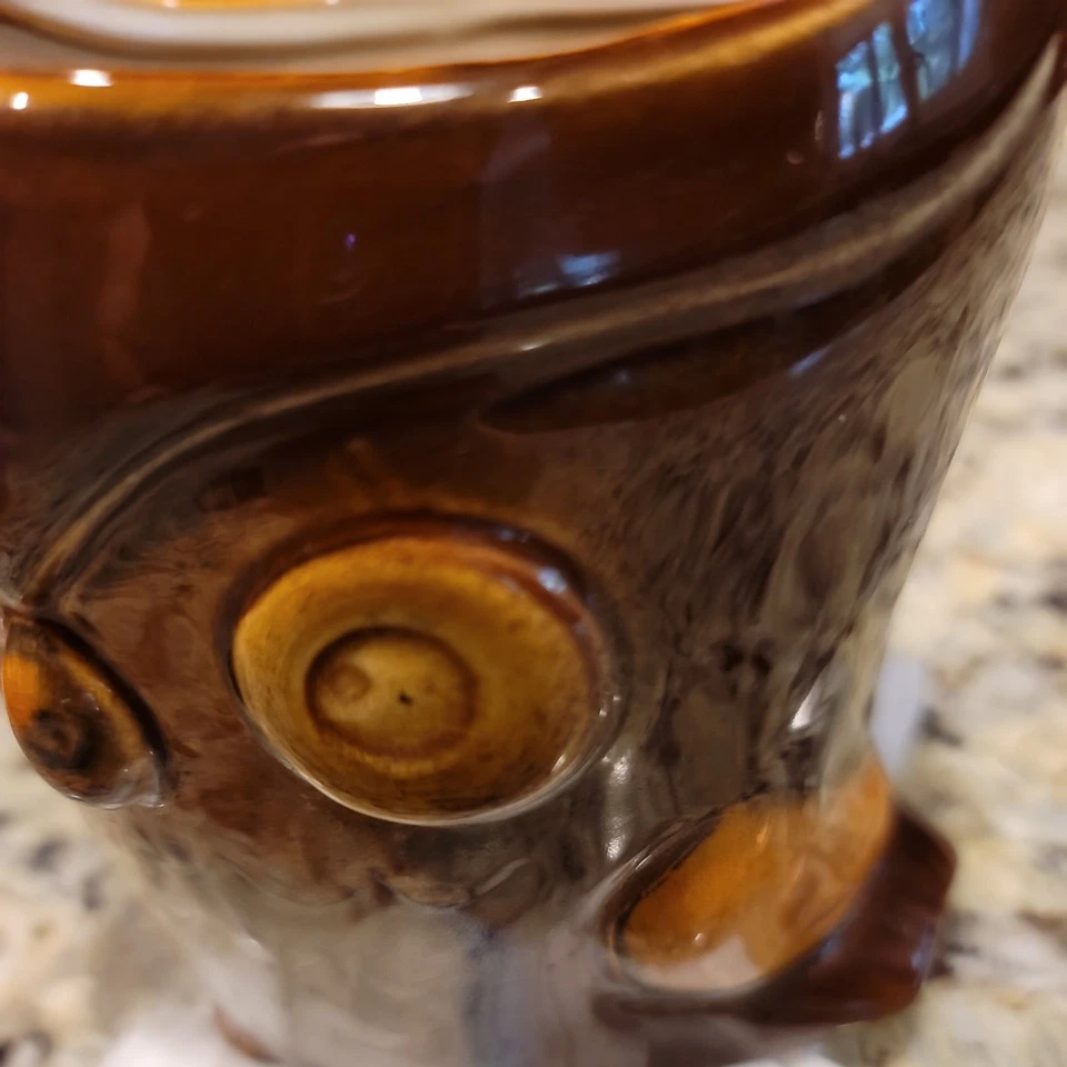 Vaso de cerâmica coruja Burton e Burton pintado à mão 5" de altura vintage raro colecionável - Imagem 4 de 4