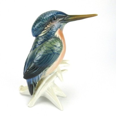 Karl Ens Porzellan Figur EISVOGEL Volkstedt Thüringen Porcelain Bird Kingfisher