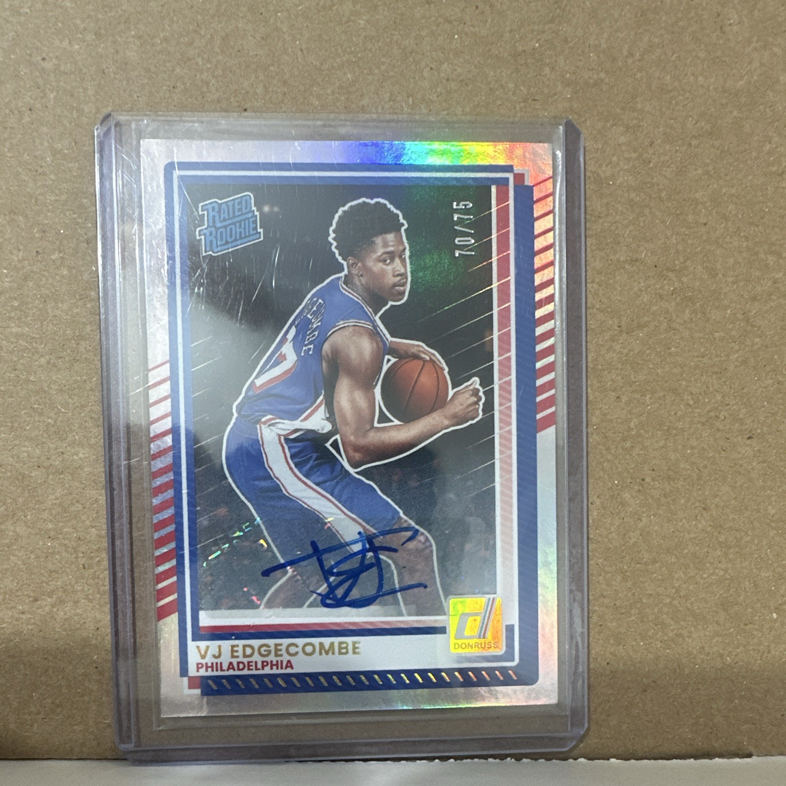 Panini Donruss 2023-24 Rated Rookie Auto V.J. Edgecombe Philadelphia #1 /75