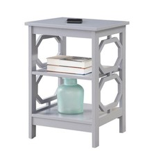 Pemberly Row Square End Table in Gray Wood Finish with Shelves