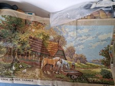 Kreuzstich Pferde an der Pferdetränke 49 x 8...