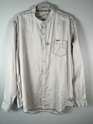 VTG Margaritaville Men's 2XL Linen Pocket Long Sleeve Shirt Button Up Beige Tan