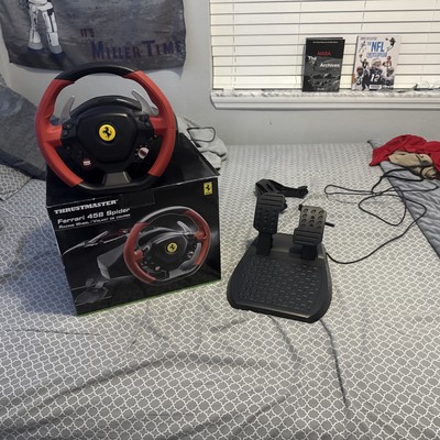 Xbox One Thrustmaster Ferrari 458 Spider Racing Steering Wheel W Clamp & Pedals 