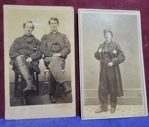 Antique CDV Photos of 2 Civil War Military Soldiers Lieut W Chas B Thornton  NY