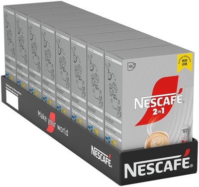 NESCAFÉ 2-in-1 Getränkepulver-Sticks, löslicher Bohnenkaffee (8 x 10 Sticks)