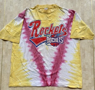 Vintage 90's Warfield Houston Rockets NBA Big Logo Custom Tie Dye TShirt Size XL