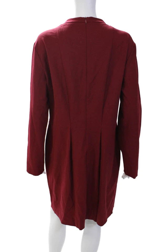Piazza Sempione Womens Long Sleeves V Neck Knee Length Dress Red Size Medium - Image 3 of 4