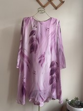 VTG Deadstock Yolanda Lorente 100 Silk Hand Painted Dress Size L