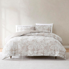 Bali Tropical Leaves Jacquard Duvet Cover Set - Full/Queen Coastal Decor
