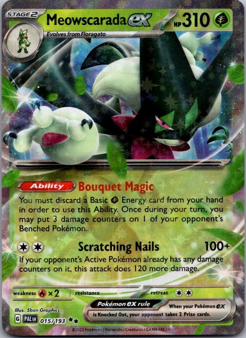 Meowscarada ex 015/193 Double Rare Paldea Evolved Pokemon Holo Near Mint