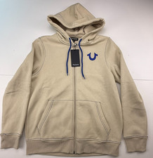 TRUE RELIGION MEN'S CONTRAST W/ BUDHA BACK DESIGN ZIP HOODIE FOG SZ L NWT