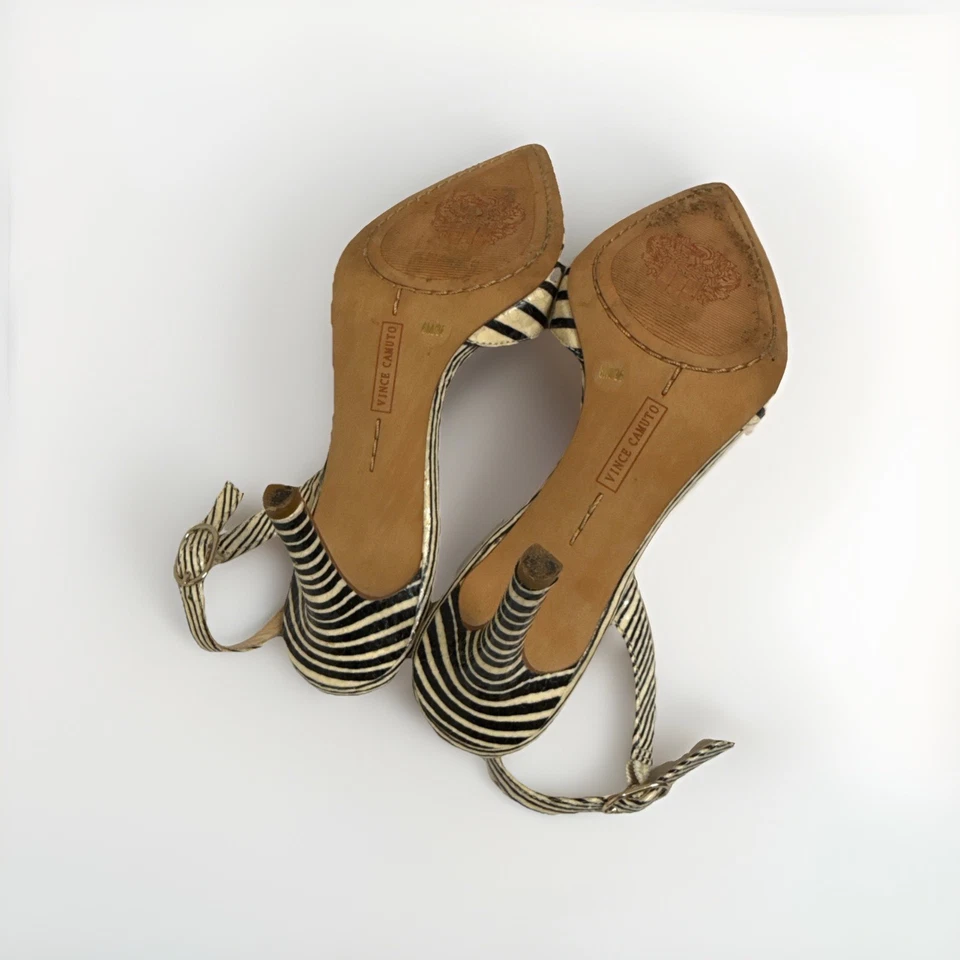 Vince Camuto Barlowe Tacón Pre-amado de Cuero a Rayas Talla 6/36 Foto 4 de 4