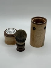 Travel Badger Hair Shave Brush In Maple Tube