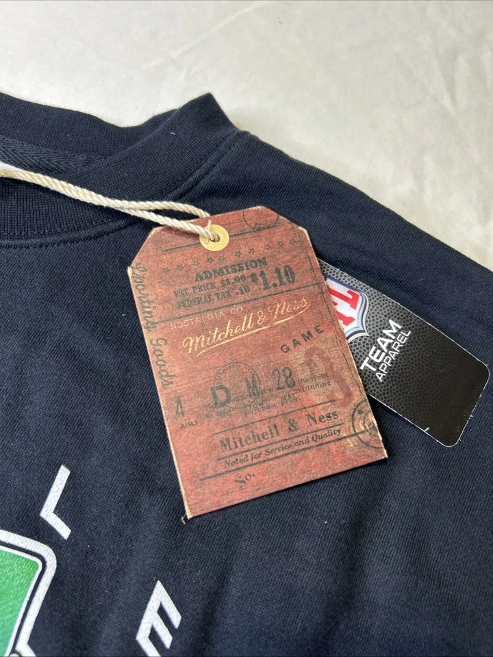 Seattle Seahawks Mitchell & Ness Retro Crewneck Sweatshirt Black NWT Mens MED E3 - Image 3 of 4