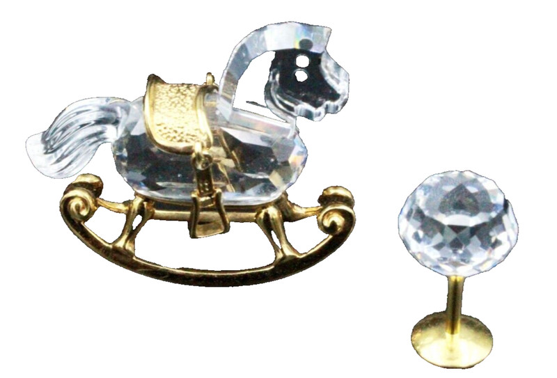 Authentic Swarovski Crystal Rocking Horse Gold Plate Figurine