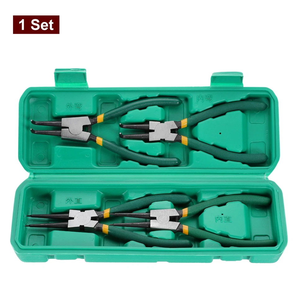 4pcs Snap Ring Plier Set 7" Internal/External Pliers with Straight/Bent Jaw - Image 3 of 4