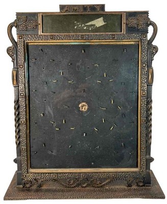Antique Moe Bros AMITY Key Wallet Advertisement Store Display Cast Iron Frame
