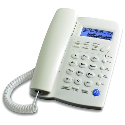 Schnurgebundenes Telefon Kunststoff Weiß mit Lautsprecher Anruferanzeige