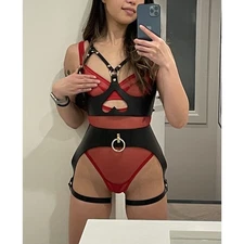 Mariemur Black Leather Garters