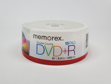 MEMOREX DVD+R 8 X 8.5GB 240 Mins 15 Pack Blank DVDs RW Dual Layer Sealed New