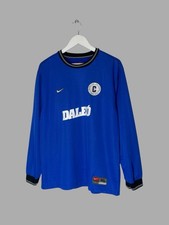 Nike Vintage Soccer Jersey XL Blue Long Sleeve Olympique Calvados Daleo Graphic