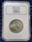 1950-D Franklin Half Dollar 50c - Denver Mint -90% Silver- (Fatty Slab) NGC MS64