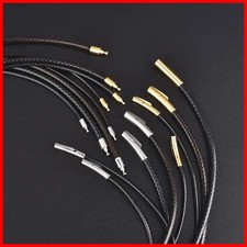 New 2mm Black Leather Cord Wax Rope Chain Necklace Stainless Steel Tube Clasp DI