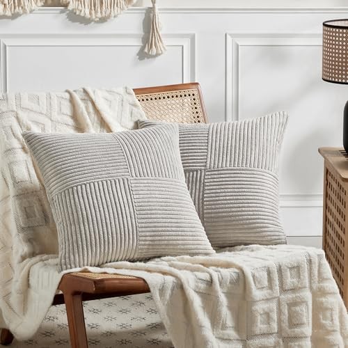 Fancy Homi 2 Packs Decorative Throw Pillow 20" x 20" (Pack of 2) Neutral Grey