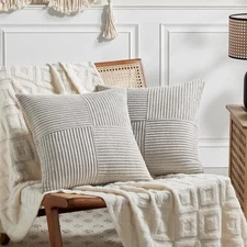 Fancy Homi 2 Packs Decorative Throw Pillow 20" x 20" (Pack of 2) Neutral Grey