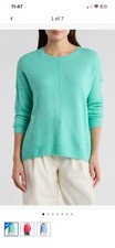 Vince Camuto Center Seam Crewneck Pullover Sweater Brilliant Aqua Sz S Ret. 69