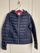 NEXT Down Puffer Jacket Women's Size UK 16 Navy Blue Lightweight Short Coat Hood