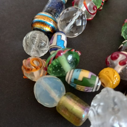 Collana Marocchina Vintage Perline Fatta a Mano Donna Vetro Corallo Cristallo Porcellana - Foto 11 di 15