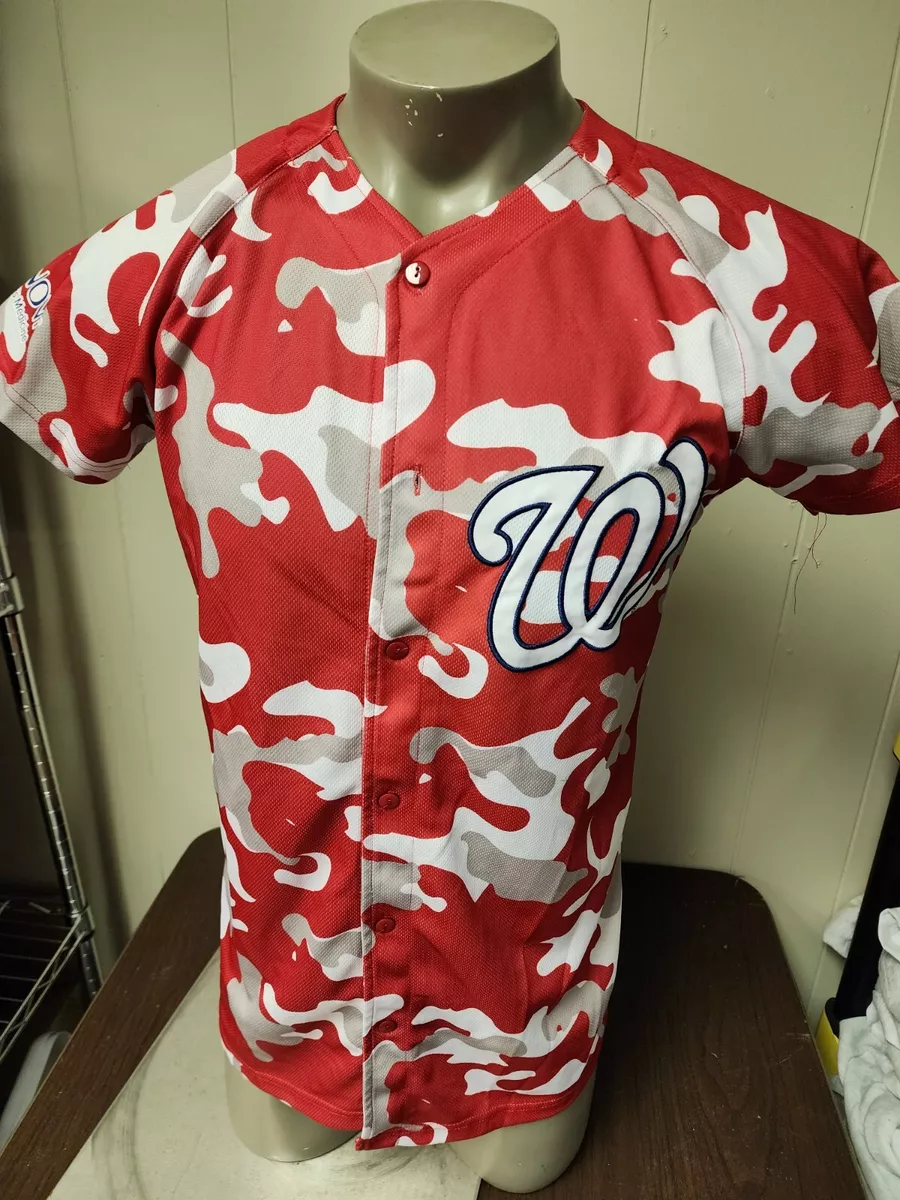 Washington Nationals DC Baseball Jersey Red Camo Button Small adult