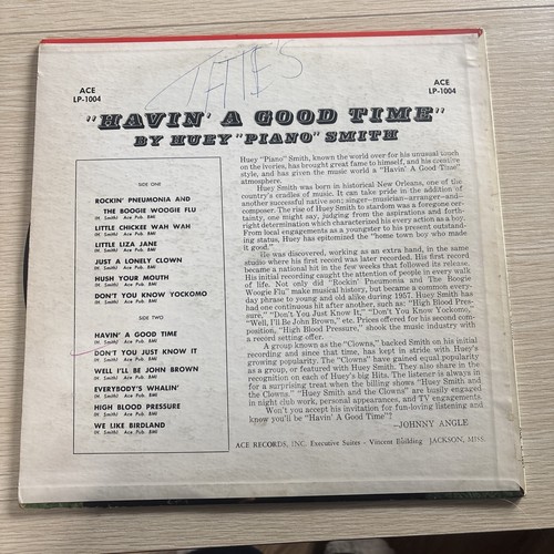 HUEY PIANO SMITH Having A Good Time LP ORIGINAL MONO ACE 1004 VINYL RECORD - Imagen 2 de 2