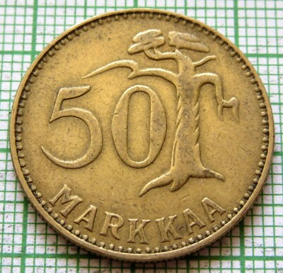 FINLAND 1953 H 50 MARKKAA, PINE TREE km# 40 yes we do combine postage