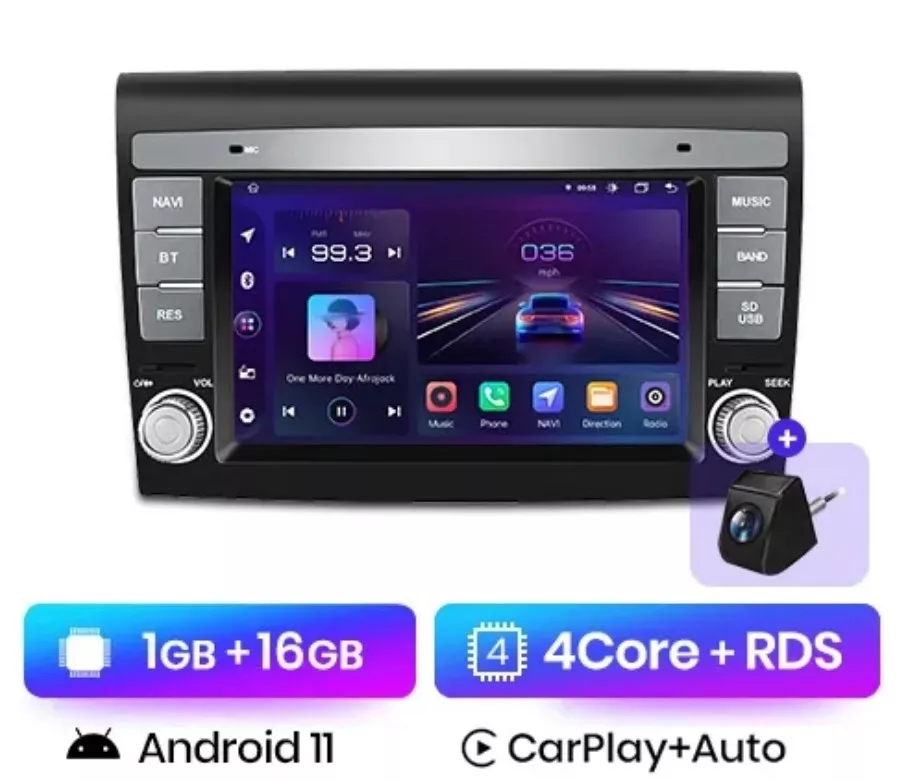 2 DIN 7 RADIO FOR FIAT BRAVO 07/12 ANDROID GPS BLUETOOTH USB 1/16 CARPLAY  CAMER