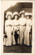 Vintage RPPC Postcard Four Victorian Ladies Posted 