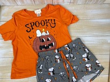 Munki Munki Peanuts Snoopy Pajama Lounge Pjs Set Womens M Halloween Shorts Top