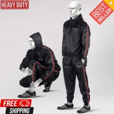 Sauna Suit Heavy Duty Sweat Suit Weight Loss Hood Sweat Gym Exercise Training