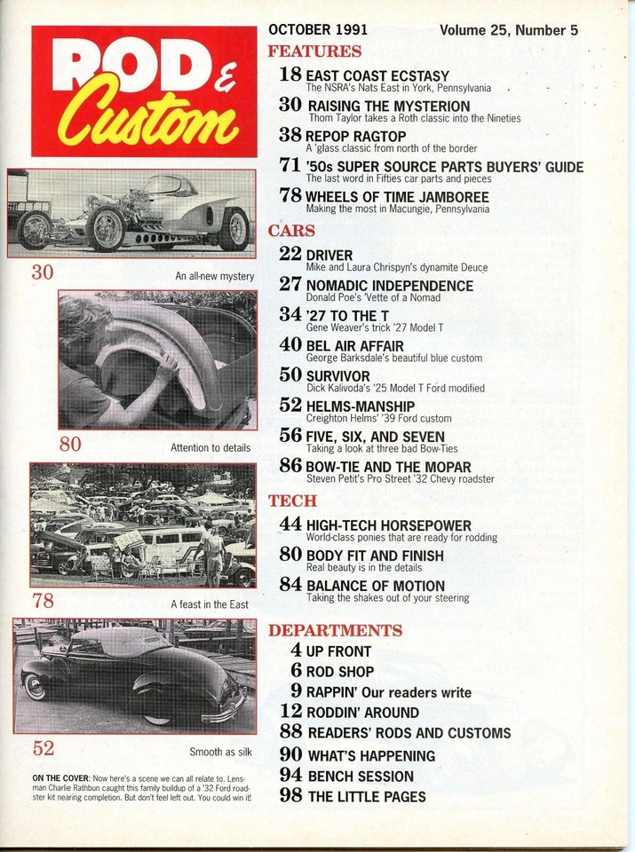 Rod & Custom Magazine October 1991 How To Build Your First Street Rod in 3 Weeks - Image 2 of 2