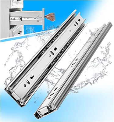 Stainless Steel Drawer Slides Side Mount 10''-24'' Ball Bearing Metal Rails, 2-pcs