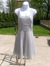 NWOT LOFT LIGHT BLUE EYELET DRESS 10