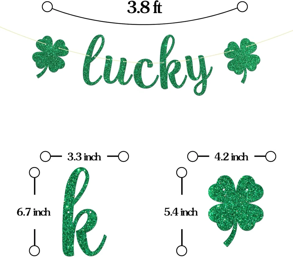 Banner de la suerte - Decoración de pancarta de fiesta del día de San Patricio - Trébol de cuatro hojas de la suerte Foto 2 de 4