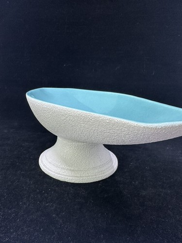 Royal Haeger Pedestal Centerpiece Console Bowl White & Blue Glazed 124 - Picture 5 of 7