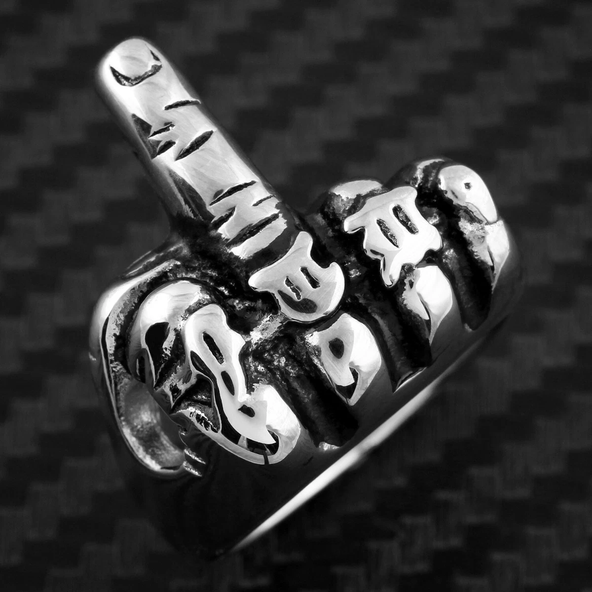 Sterling Men's Middle Finger Ring - Outlaw Biker Jewelry